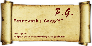 Petrovszky Gergő névjegykártya